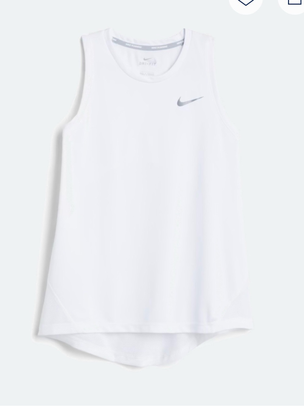 Nike White Sleeveless Performance Tank with Gray Swoosh
